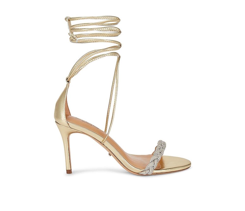 Tony Bianco Elegant Gold Nappa Metallic Henley Lace Up Heeled Sandals Size 7